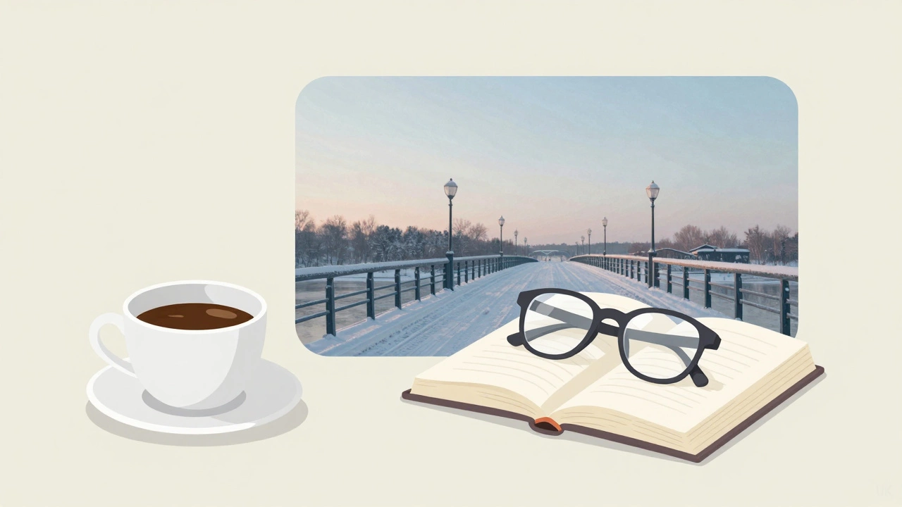 A discreet online profile uses coffee, bridge, and glasses as symbolic imagery for escort services.